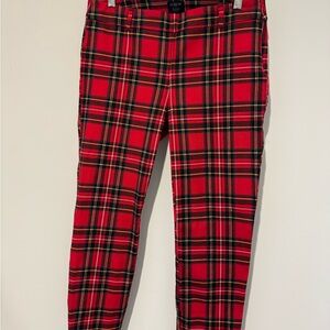 J. Crew Women's Red Plaid Straight Leg Pants